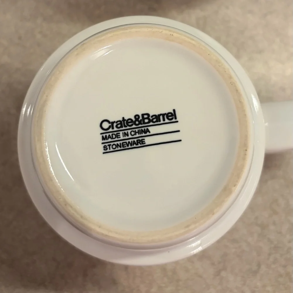 Crate&Barrel Stackable Set of 6 Coffee Cups 8 oz. “Pick Me Up